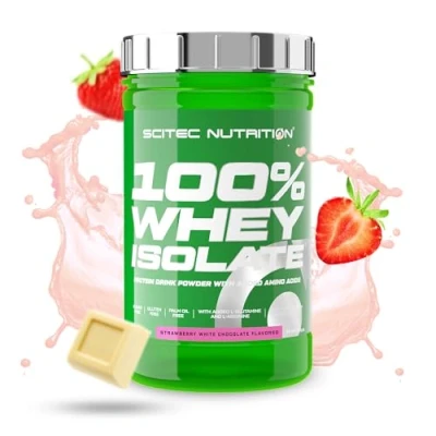 Immagine di Scitec Nutrition 100% Whey Isolate Puro potere proteico con BCAA Glutammina e Arginina Formula senza zucchero glutine, 700 g, Fragola Cioccolato bianco