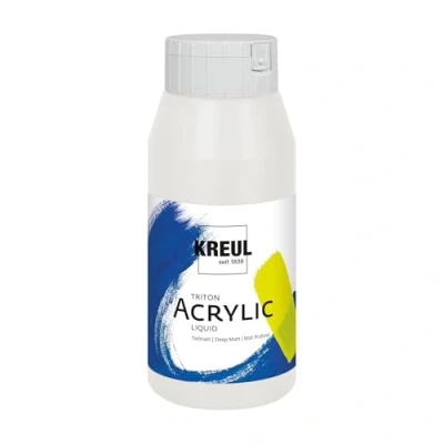 Immagine di KREUL 17017 Solo Goya Triton Vernice acrilica bianca flacone da 750 ml Asciugatura rapida con un aspetto opaco Qualità di studio a base d&#039;acqua, versatile, coprente ed economica