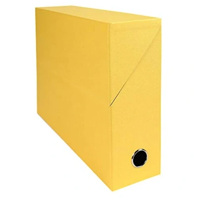 Immagine di Exacompta 89529E Project box in carta rivestita tessuto con dorso 90mm Giallo