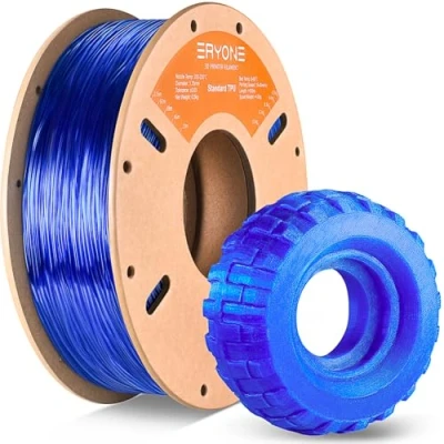 Immagine di ERYONE TPU Filament 1.75mm, 3D Drucker 0.5kg 1 Spool, +/ 0.05mm,95A, Blu Transparent