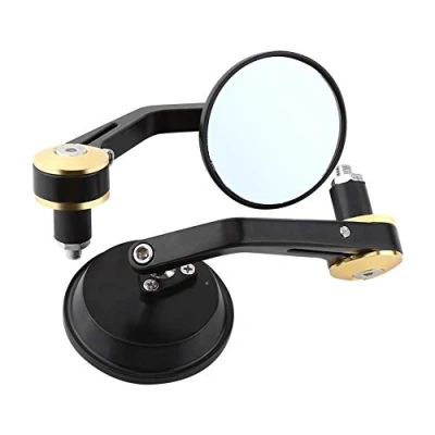 Immagine di Kimiss Specchietti retrovisori moto universali, 1 coppia 7/8 in manubrio rotondo con barra retrovisore specchietto scooter sidemirror(oro)