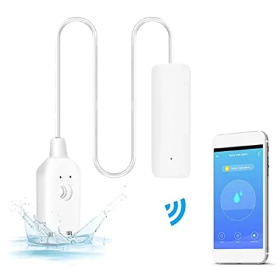 Immagine di Allarme Perdite D&#039;acqua, Sensore di Acqua con Rilevatore WiFi da 60 dB, Monitoraggio Remoto per Pompa Scarico Scaldabagno, Notifica APP Smart Life
