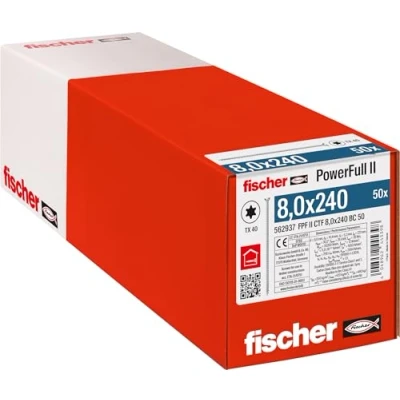 Immagine di Fischer FPF II CTF 8,0 x 240 BC 50 562937 Vite da legno 8 mm TX Acciaio galvanizzato zinco pz.