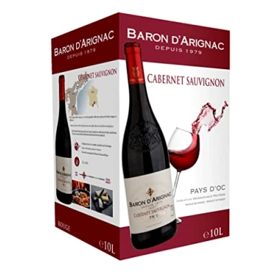 Immagine di Baron d&#039;Arignac Vino rosso, Cabernet Sauvignon di Francia Bag in Box BIB 10L (1 x 10L)