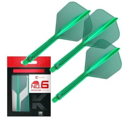 Immagine di Target Darts K Flex Integrated Dart Flight And Shaft, N. 6 Verde (Medio) Confezione da 3 6, voli per Freccette di precisione 2 in 1 e Stelo