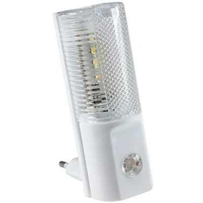 Immagine di ChiliTec luce notturna a LED con interruttore crepuscolare, presa 230 V, per scale, illuminazione cameretta dei bambini, commutazione al buio, 1 Watt, bianca