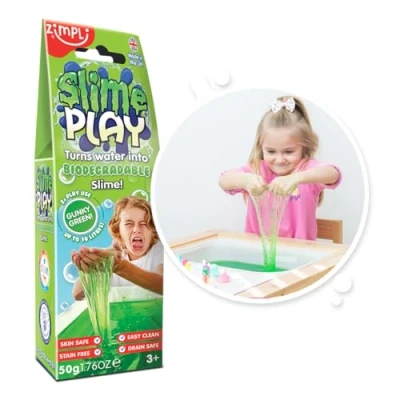 Immagine di slime Play Verde di Zimpli Kids, Trasforma Magicamente l&#039;acqua in appiccicoso e colorato, Consistenza Perfetta per il gioco sensoriale, Regalo Compleanno Bambini