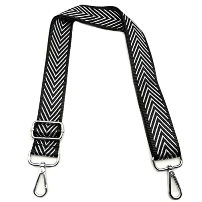 Immagine di Tracolla per Borsa Donna Nero e Argento, Regolabile, Cinghia Colorata Borsa, di Ricambio Larga 3.8cm con Argento Moschettoni Borsette Ragazza Accessori, 4