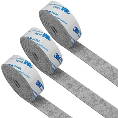 Immagine di SIOPPKIK Rotolo di feltro resistente, autoadesivo per hobbistica, protezione pavimenti, piedini sedie, 100 x 2 cm, 3 rotoli grigio
