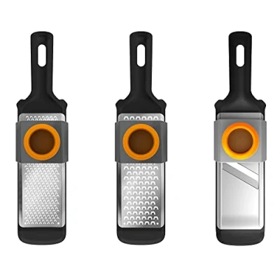 Immagine di Fiskars Set Affettaverdure e Grattugie, 3 pezzi, Metallo/Plastica, Functional Form, 1014414
