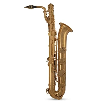 Immagine di Roy Benson Eb Baritone Saxophone BS 302 (design ergonomico RND con arco a S, corpo e chiavi in ottone pregiato, bocchino Ernst Schreiber incluso, custodia rettangolare facile da trasportare ruote)