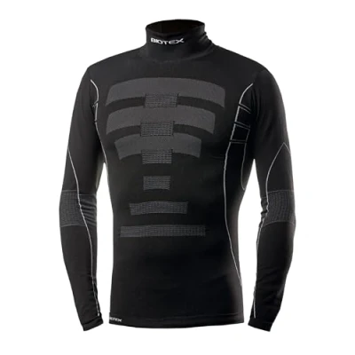 Immagine di Biotex Lupetto Warm Effect per Ciclismo e Running, Intimo Tecnico Sportivo, Maglia Termica a Manica Lunga Collo Alto, Nero, Taglia II (M/L)