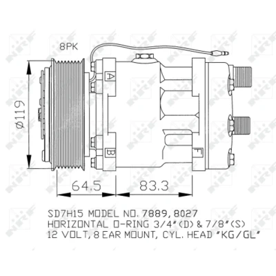 Immagine di NRF 32133 compressore Aria Condizionata SD7H15 12 PAG 100 con olio