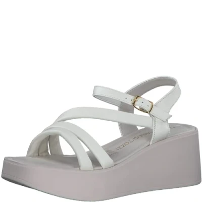 Immagine di MARCO TOZZI Sandali Donna con Tacco a Zeppa Cinturino Regolabile in Pelle, Bianco (Pebble 1), 39 EU
