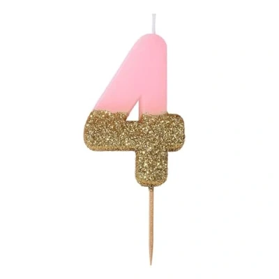 Immagine di Talking Tables We Heart compleanni glitter candela numero 4, carta, multicolore, 2 x 5.2 13.8 cm
