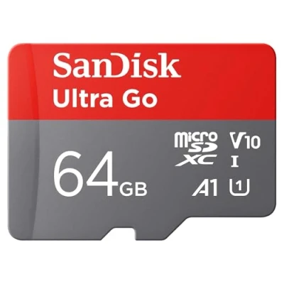Immagine di SanDisk 64GB Ultra Go scheda microSDXC + adattatore SD (per smartphones e Tablet Android, UHS I, fino a 150 MB/s, Full HD Video, V10, con prestazioni app A1, Class 10, U1) per Amazon