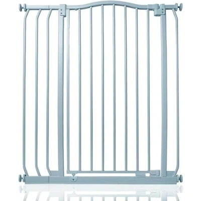 Immagine di Safetots Cancelletto di Sicurezza Extra Alto con Parte Superiore Incurvata, 80cm 89cm, Grigio Opaco, 100cm Altezza, Montaggio a Pressione per Scale, Barriera