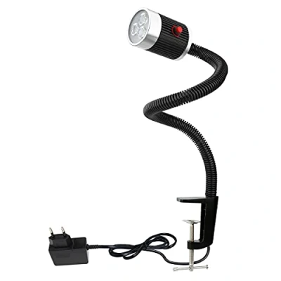 Immagine di Luce a collo d&#039;oca flessibile led 900 lumen fissa con morsetto C Lampada da lavoro per illuminazione industriale macchine utensili e tornio