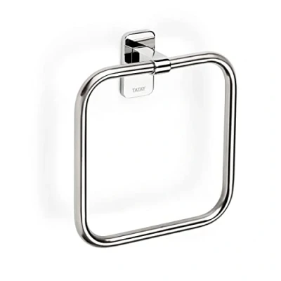 Immagine di TATAY Anello per Asciugamani della Collezione Slim, in Acciaio Inox, con Doppio Sistema di Fissaggio a Vite o Colla. Misure 18 x 4,5 19,5 cm