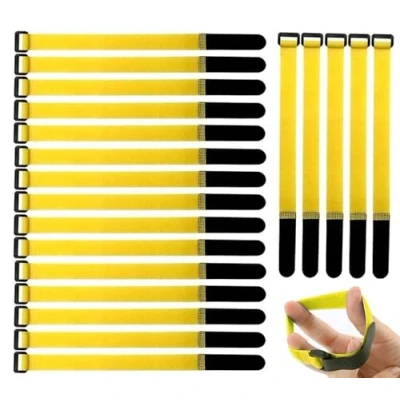 Immagine di Gebildet Fascette per Cavi in Nylon, 20 pezzi 2 x 30 cm Fissaggio con Riutilizzabili Hook e Loop, Adesivi di Fissazione, Regolabili Gestione(Giallo)