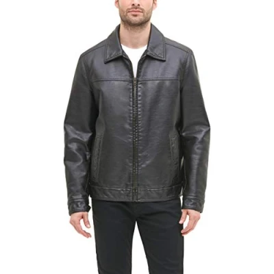 Immagine di Tommy Hilfiger Giacca classica da uomo in finta pelle, Marrone scuro, Large