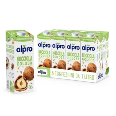 Immagine di ALPRO CLASSICO, Bevanda alla NOCCIOLA, 100% vegetale con vitamine B2, B12 e D (8 confezioni x 1 Litro)