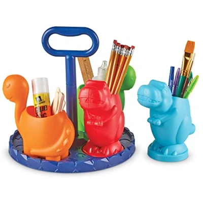 Immagine di Learning Resources Kit Portaoggetti con Dinosauri Kiddy Create a Space, Contenitore per Materiale Artistico Bambini, Organizzazione della Stanza dei Giochi, 5 Pezzi, 3+