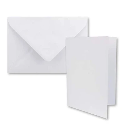 Immagine di 10 biglietti pieghevoli formato DIN B6 con buste, colore: bianco brillante, 120 x 170 mm, ideali per di invito, matrimonio, battesimo, comunione, cresima. Marchio: FarbenFroh