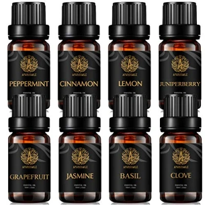 Immagine di Aromaterapia cannella olio essenziale Set per diffusore, 8x10ml 100% puro pompelmo umidificatore Jasmine,basilico,spicchio,bacche di ginepro,limone,menta piperita oli essenziali