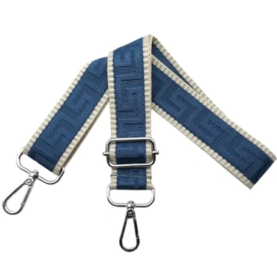 Immagine di Tracolla Regolabile per Borsa Donna Colorate Cinghia a Spalla di Ricambio Larga 3.8cm con Argento Moschettoni, Borsette, Crossbody, Cachi/Blu