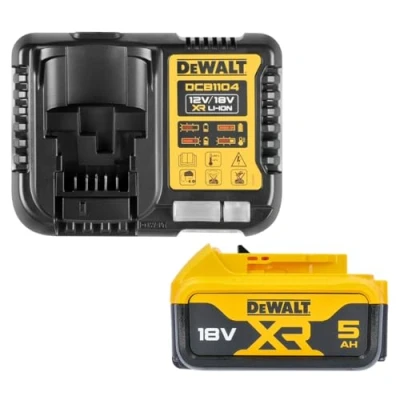 Immagine di DEWALT DCB184 5.0Ah 18v XR batteria agli ioni di litio + caricatore DCB115, giallo