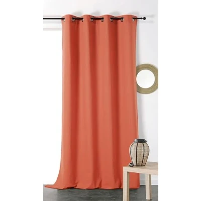 Immagine di Linder Tenda metis in materiali naturali (cotone/lino) colore rosa mattone occhielli 135 x 260 cm