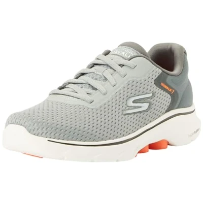 Immagine di Skechers Go Walk 7, Sneaker Uomo, Tessuto Sintetico Grigio E Arancione, 42 EU