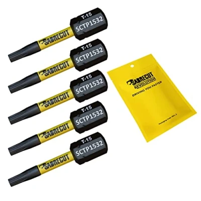 Immagine di 5 x SabreCut SCTP1532_5 32 mm T15 TX15 Torx a prova di manomissione Set punte per cacciavite impatto magnetico impieghi gravosi compatibili con Dewalt Milwaukee Bosch Makita e altro