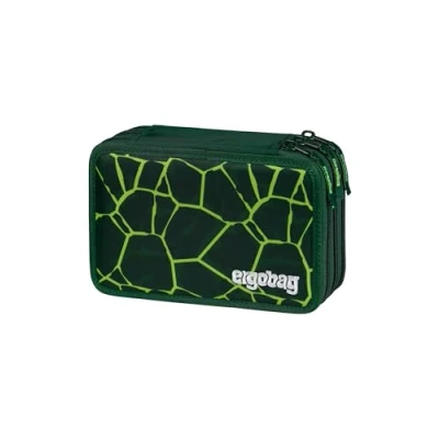 Immagine di ergobag Astuccio maxi set da 40 pezzi, matite colorate e pennarelli Lyra, scomparto per monete, righello, forbici BearRex Verde