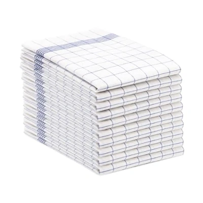 Immagine di ZOLLNER 10 Strofinacci canovacci in cotone 50x70 cm burrazzi da cucina assorbenti e resistenti a quadretti bianchi blu lavabili 95C qualità gastronomica certificato OEKO TEX (R)