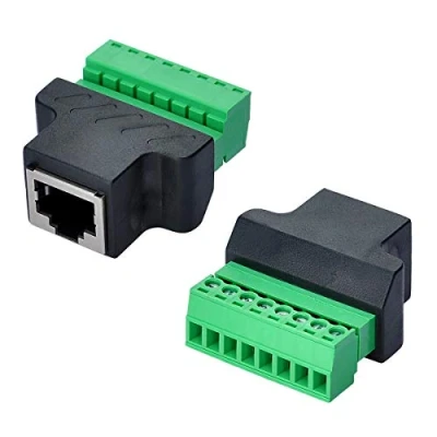 Immagine di COVVY adattatore di rete RJ45 femmina a 8 pin con vite blocco terminale, connettore Cat7, Cat6, Cat5, Cat5e, CCTV digitale DVR accoppiatore in linea (femmina, 2 pezzi)