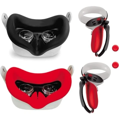 Immagine di OOAVR set di 2 coperture per controller VR, accessori Oculus Quest, pezzi, in silicone, levette VR (colore rosso, da 4 pezzi)