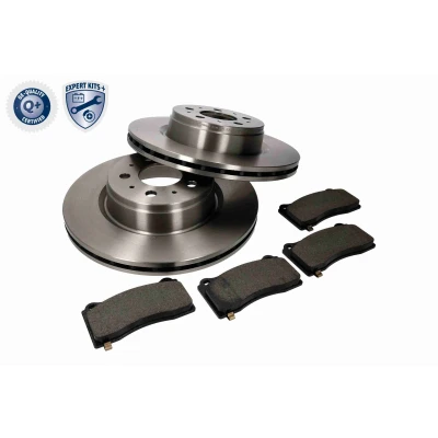Immagine di VAICO V58 0037 Kit dischi e pastiglie freno Assale anteriore ventilato con materiale d&#039;attrito segnalatore acustico usura