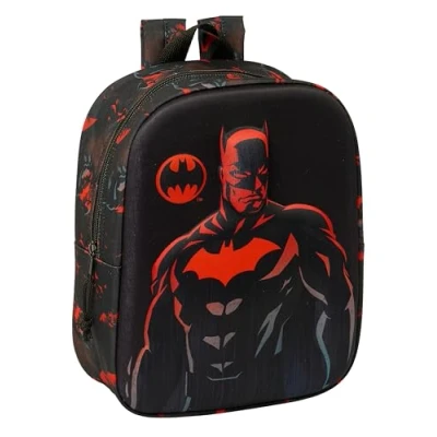 Immagine di Safta BATMAN 3D Zaino da asilo 3D, adattabile al carrello, facile pulire, ideale per bambini di diverse età, comodo e versatile, qualità resistenza, 22 x 10 27 cm, colore nero, Nero ,