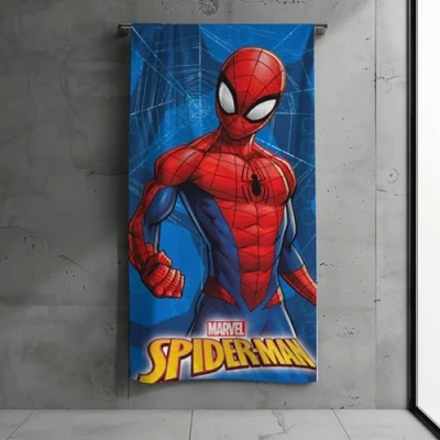 Immagine di MTOnlinehandel telo da bagno, per bambini, 70 x 140 cm, 100% cotone, morbido e assorbente, mare con Minnie, Spiderman, Arielle ragazzi ragazze (Spiderman)