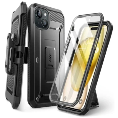 Immagine di SUPCASE Custodia per iPhone 15 con pellicola protettiva, [Unicorn Beetle Pro] [supporto integrato e clip cintura] [protezione di grado militare] telefono robusta a 360 gradi