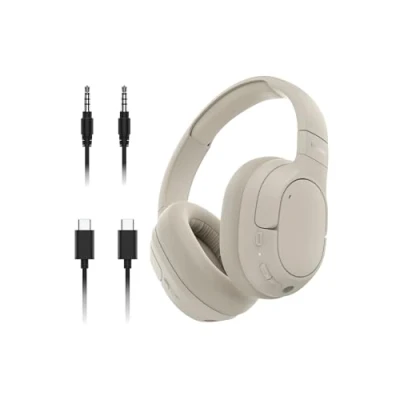 Immagine di Belkin SoundForm Isolate Cuffie Wireless con Cancellazione Attiva del Rumore Ibrida, Microfono e Bassi Potenti, Bluetooth 60 Ore d&#039;ascolto, Cuscinetti CloudCushion, Beige