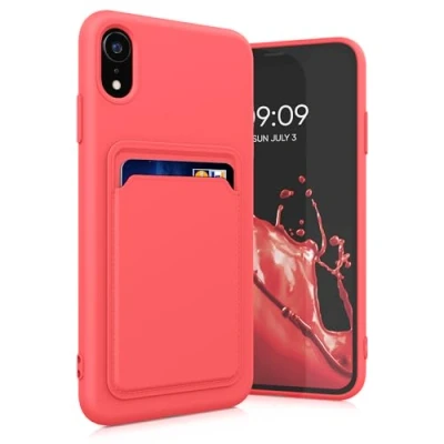 Immagine di kwmobile Custodia Compatibile con Apple iPhone XR Cover Back Case Cellulare Slot Porta Carte Morbida in Silicone TPU rosa shocking