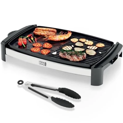 Immagine di LEBENLANG barbecue elettrico con TÜV &amp; GS 2200 Watt Piastra elettrica 4 8 persone portatile xxl per interni Tepaniaky grill da tavolo balcone