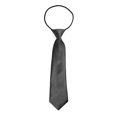 Immagine di DonDon Cravatta da bambino ragazzo effetto seta lucida 7,0 cm di larghezza con elastico grigio antracite