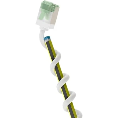 Immagine di goobay 74357 Cavo patch CAT 8.1 slim/ultra flessibile RJ45 8.1, U/FTP CU, OFC/sottile Ethernet LAN con connettori corti/40 Gbit/s, 2000 MHz LSZH, antipiega/bianco 0,15 m