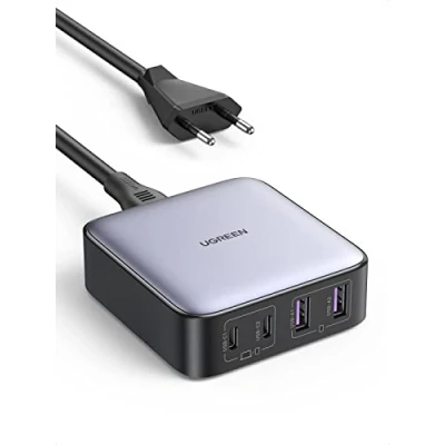 Immagine di UGREEN Nexode 65W Caricatore 4 Porte GaN, Alimentatore 2 USB C e USB, Compatibile iPhone 16/15/14/13, Galaxy S24/S23/S22/S21, Redmi Note 12, Google Pixel 7, MacBook PRO/Air, iPad