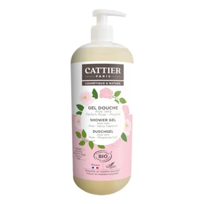 Immagine di CATTIER Parigi, gel doccia Rose Peony Aloe Vera senza sapone e solfati (tensioattivi solfati) pulisce delicatamente la pelle aiuta a mantenere il naturale equilibrio della pelle, 1000 ml