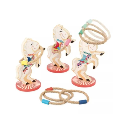 Immagine di Janod Gioco Lancio degli Anelli Cavalli Applepop di Abilità per Bambini 3 + 6 Stimola la Manualità Giocattolo in Legno FSC dai Anni, J03366